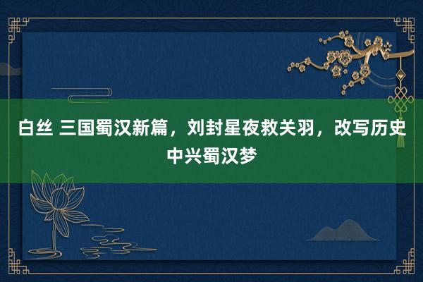 白丝 三国蜀汉新篇，刘封星夜救关羽，改写历史中兴蜀汉梦