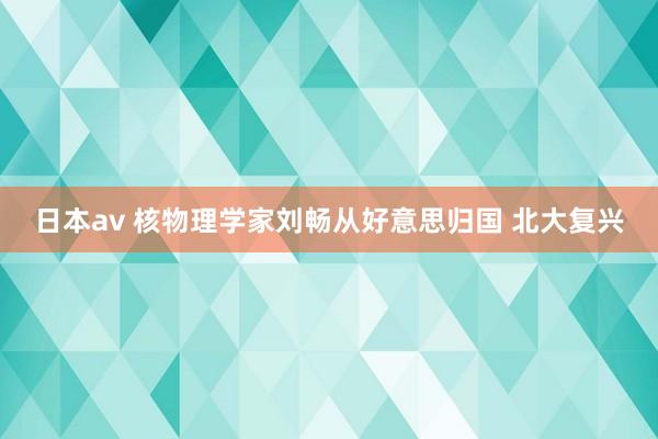 日本av 核物理学家刘畅从好意思归国 北大复兴