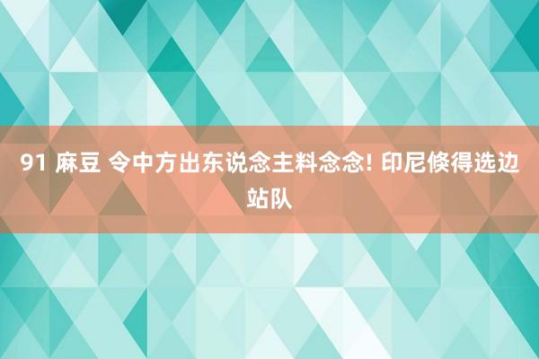 91 麻豆 令中方出东说念主料念念! 印尼倏得选边站队