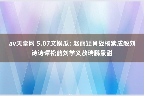 av天堂网 5.07文娱瓜: 赵丽颖肖战杨紫成毅刘诗诗谭松韵刘学义敖瑞鹏景甜