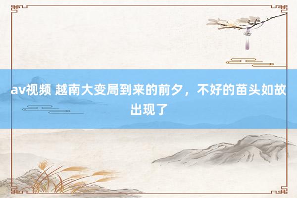 av视频 越南大变局到来的前夕，不好的苗头如故出现了