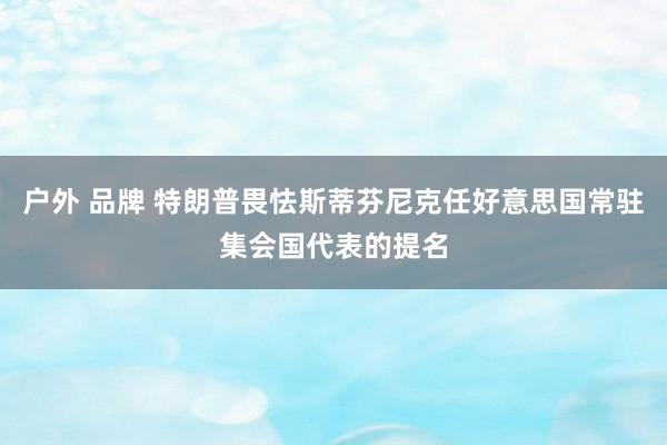 户外 品牌 特朗普畏怯斯蒂芬尼克任好意思国常驻集会国代表的提名